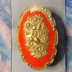 Vintage Gold and Red Trinket Box